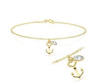 Heart Anchor Shaped with CZ Anklet ANK-199-GP